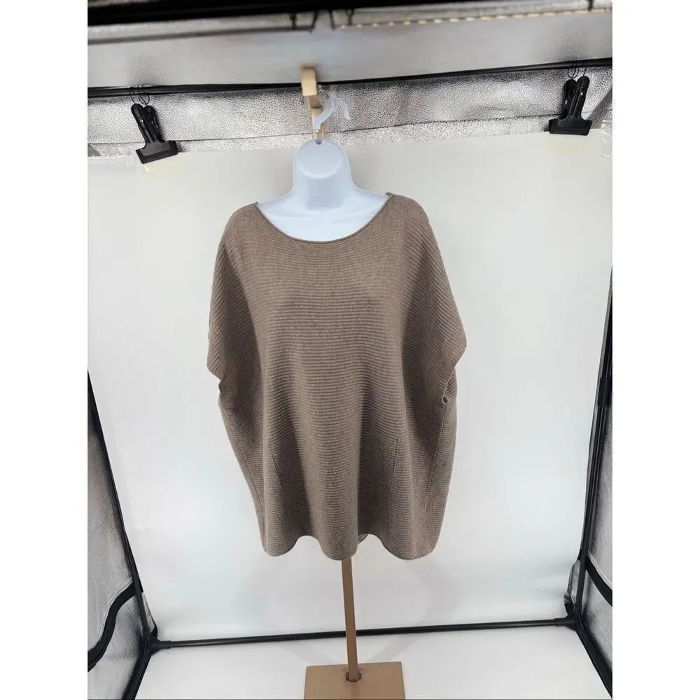 Vince Rib Poncho Boat Neck Wool Cashmere Sweater XS Style V143474240
